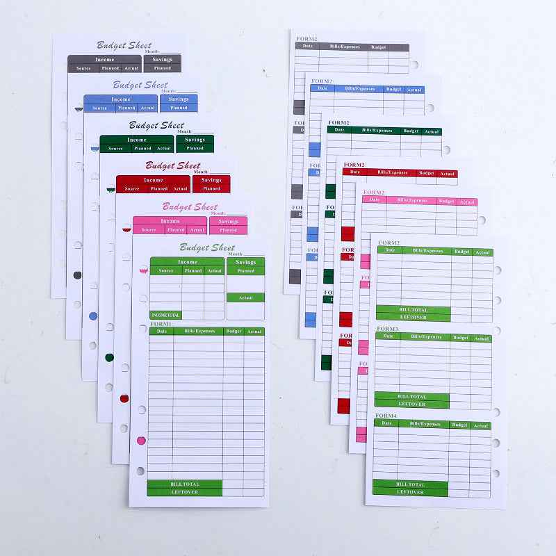 60 Expense Tracker 6-Hole Punched Budget Sheets for A6 Budget Binder