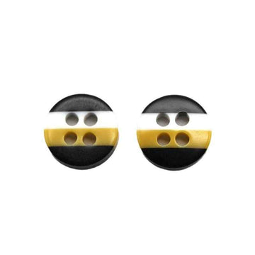 Round 4-hole resin buttons: black, yellow, white, front view set