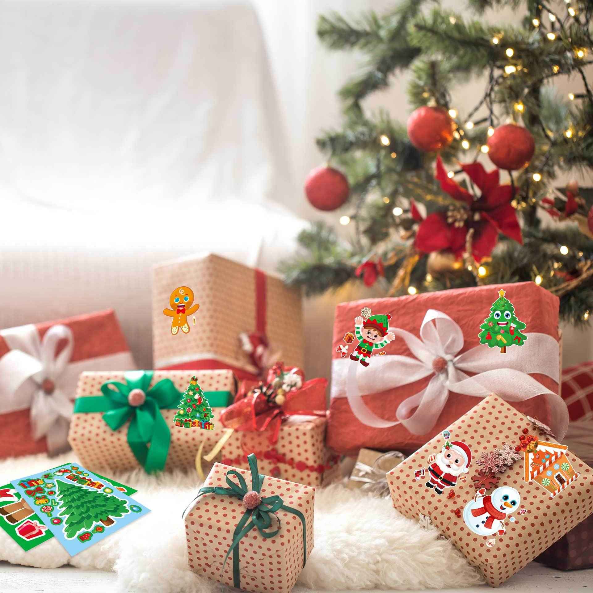 24 Sheets Make a Christmas Face Stickers for Kids