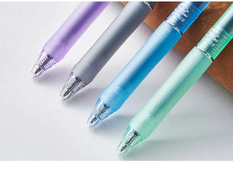 Japanese Penac Silent 0.5MM Click Gel Pen 4 Pack Transparent Barrel
