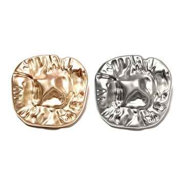 Alloy irregular buttons with raised texture, gold and silver (pair)
