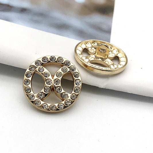 20mm Gold Silver Round Hollow Diamond Metal Button 20pcs Gold