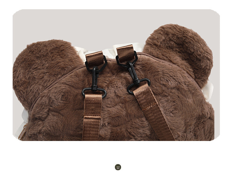 Brown Bear Face Backpack Giant Head Plush Doll Bag for Girls  display picture 2
