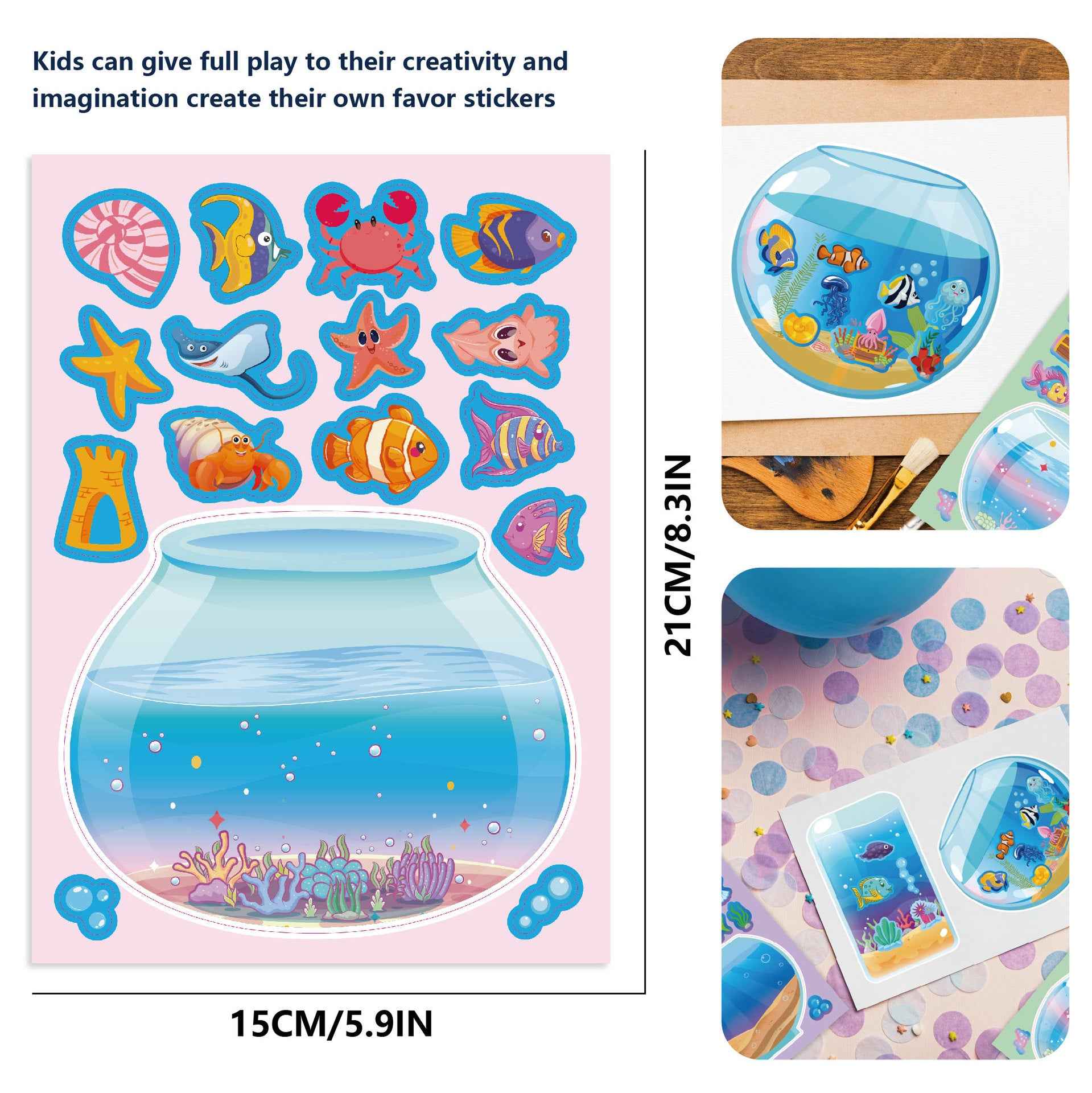 Make a Face Aquarium Fish Tank Stickers for Kids 24 Sheets