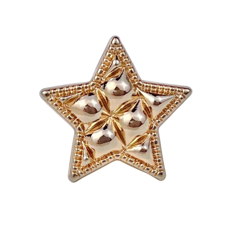 Star metal button, antique gold tone, 18/20/23mm, 3D domed center