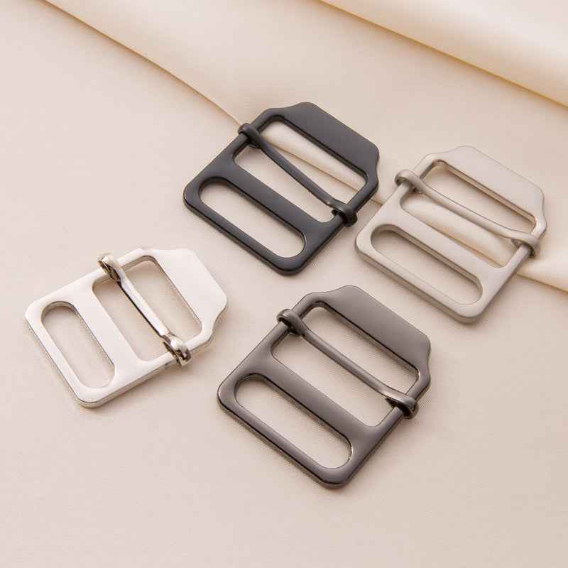 Metal ladder lock buckles, adjustable strap fasteners in black and silver (set)