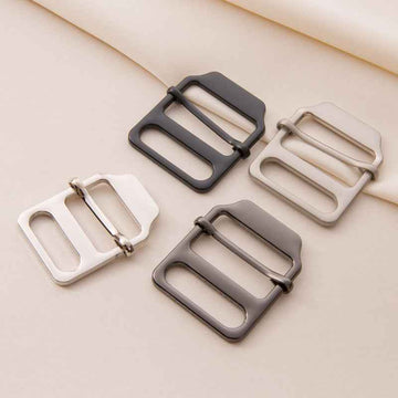 Metal ladder lock buckles, adjustable strap fasteners in black and silver (set)