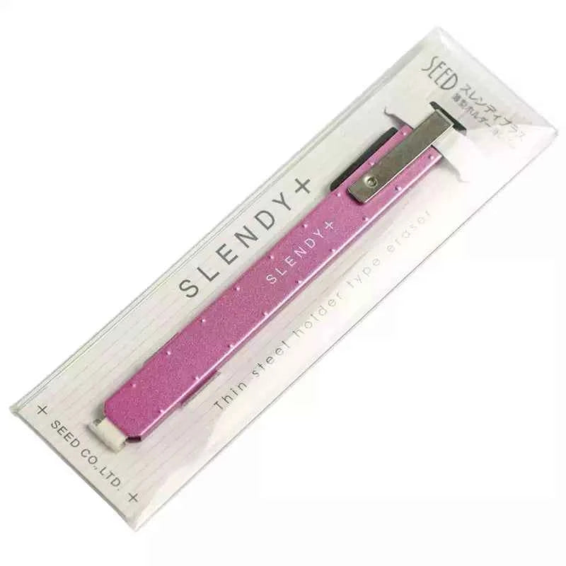 SEED Slendy+ Retractable Eraser with Thin Steel Holder Pink