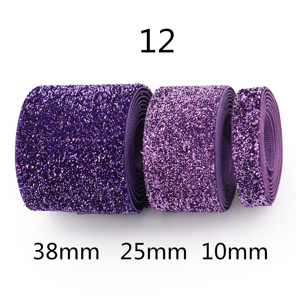 Style 12 Glitzer-Gradient Chenille-Ribbon lila, Rollen 38mm/25mm/10mm