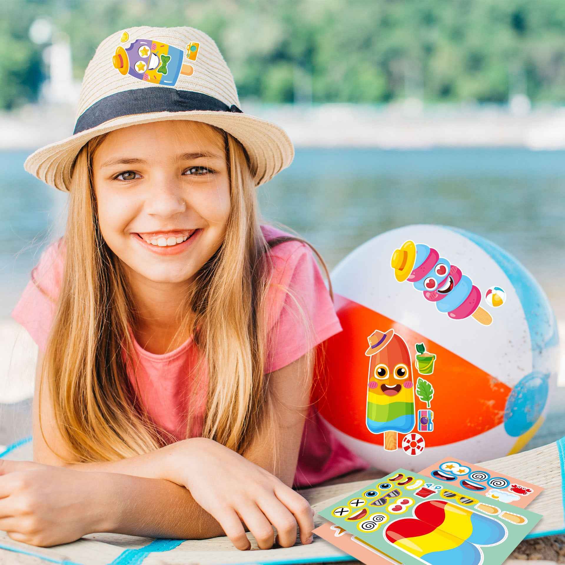 Make a Face Anime Popsicle Ice Lolly Stickers for Kids 24 Sheets