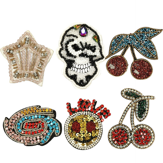 Skull Cherry Pattern Applique Handmade Clothing Embellishment 6 Pack