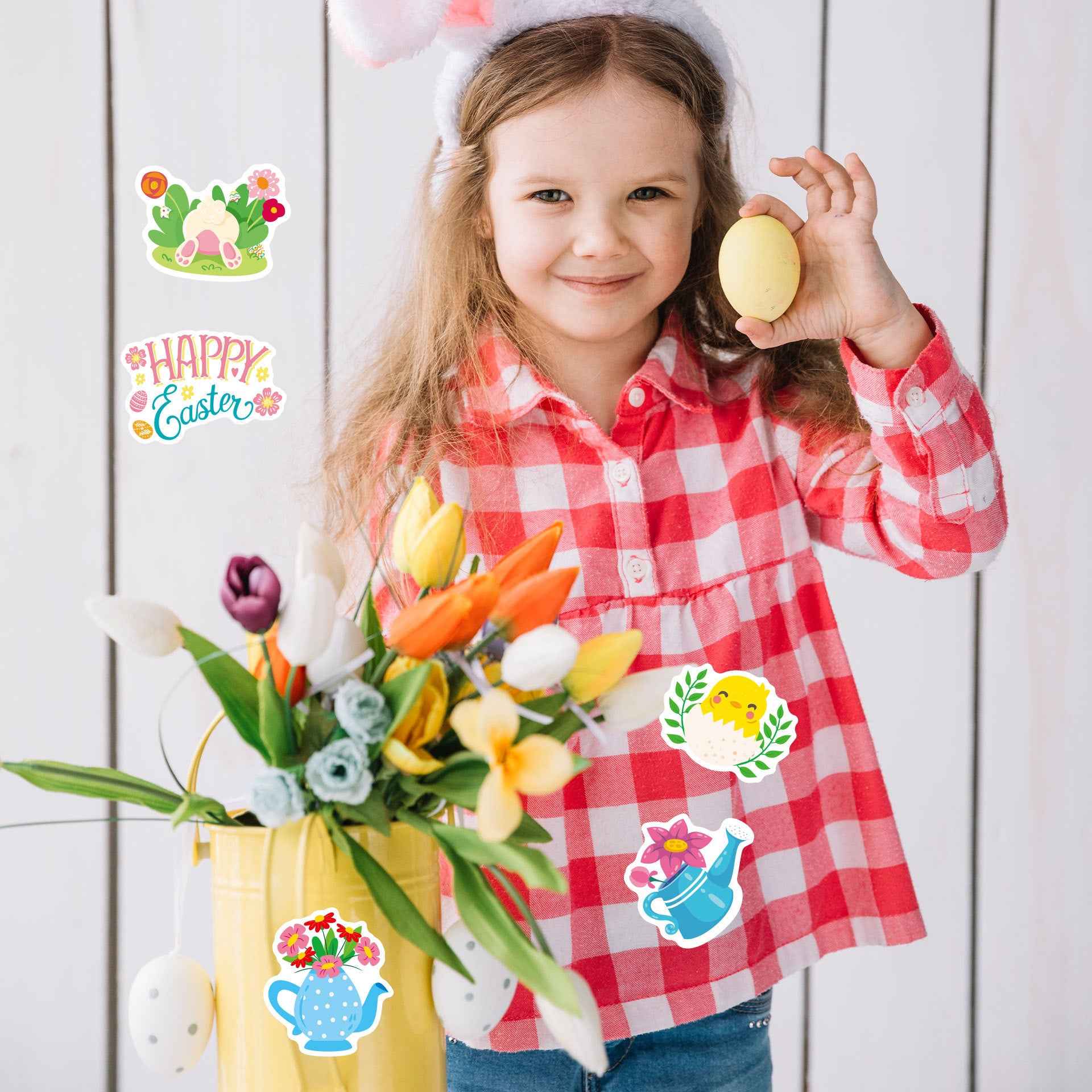 Make a Face Cartoon Happy Easter Stickers for Kids 24 Sheets
