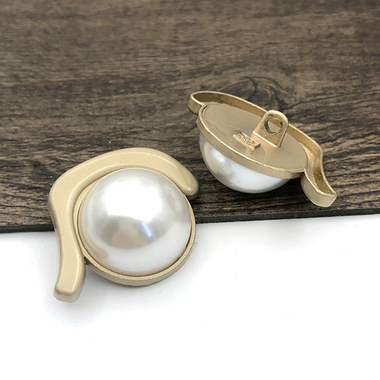25mm Irregular Pearl Metal Shank Button 12pcs 1