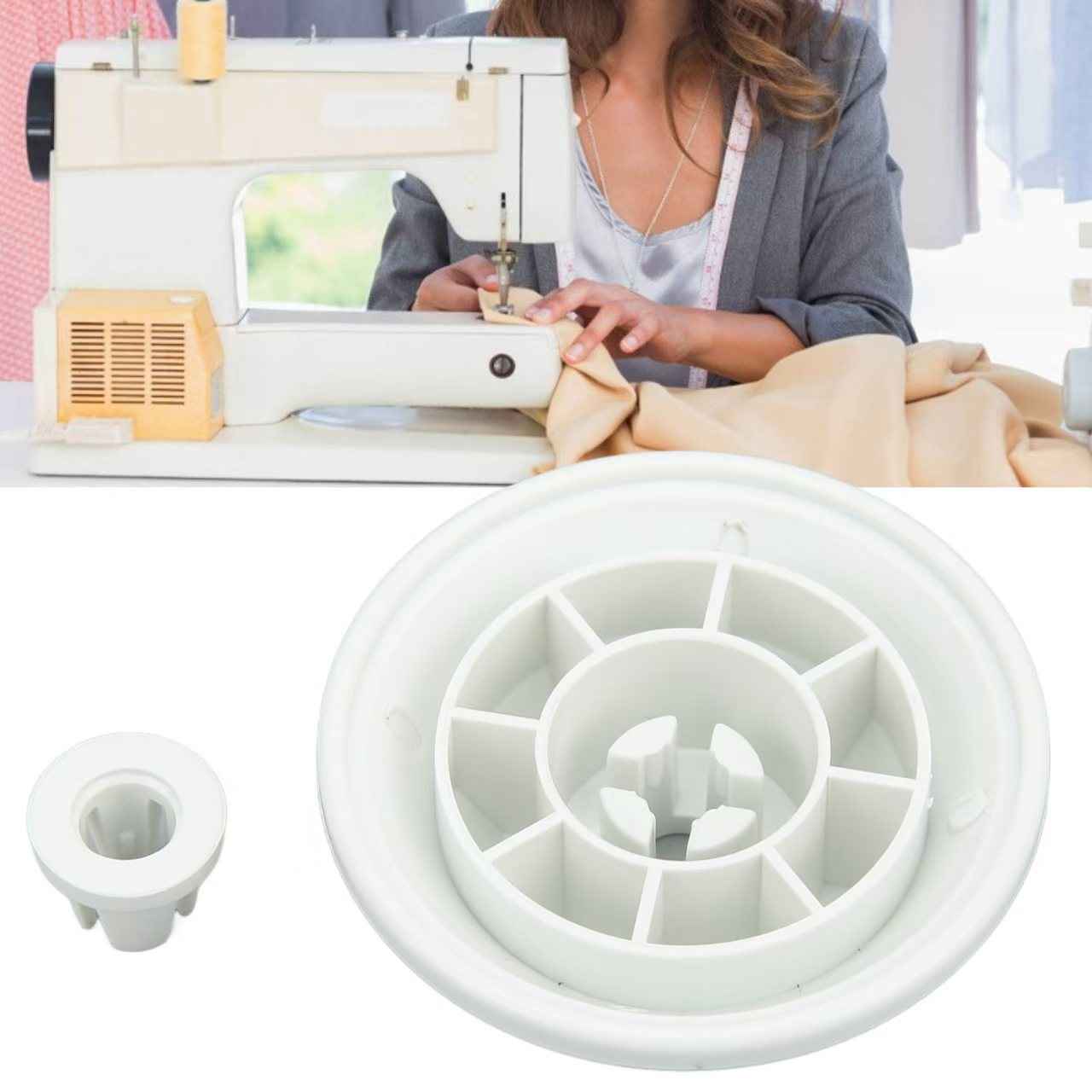 Spool pin cap parts for sewing machine: round base with inner cross supports