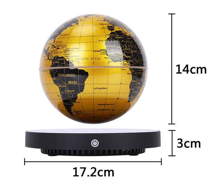 Levitating Globe with Clock Base Floating Golden Earth Sphere Lamp