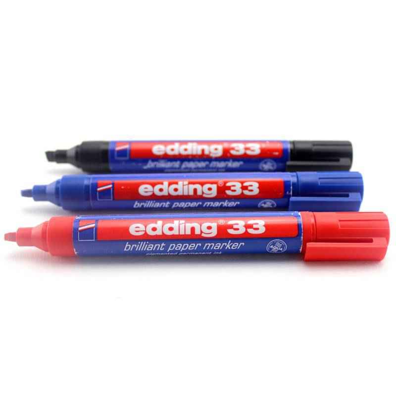 edding 33 brilliant paper marker black red blue color 3 Pack