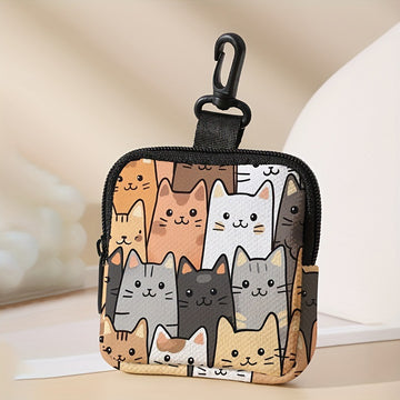 Cartoon Cat Print Coin Purse Mini Earphone Case 2 Pack