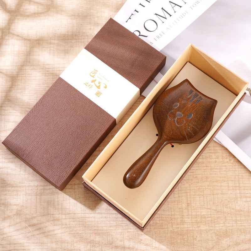 Sandalwood Hair Brush – Cat Shape Scalp Massager