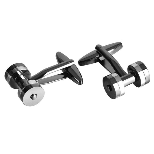 17mm Silver & Gunmetal Dumbbell Cufflinks