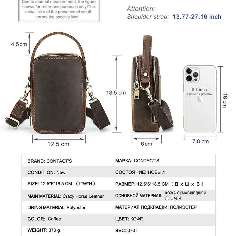 Contacts Family Leather Phone Pouch – Vintage Crossbody Bag