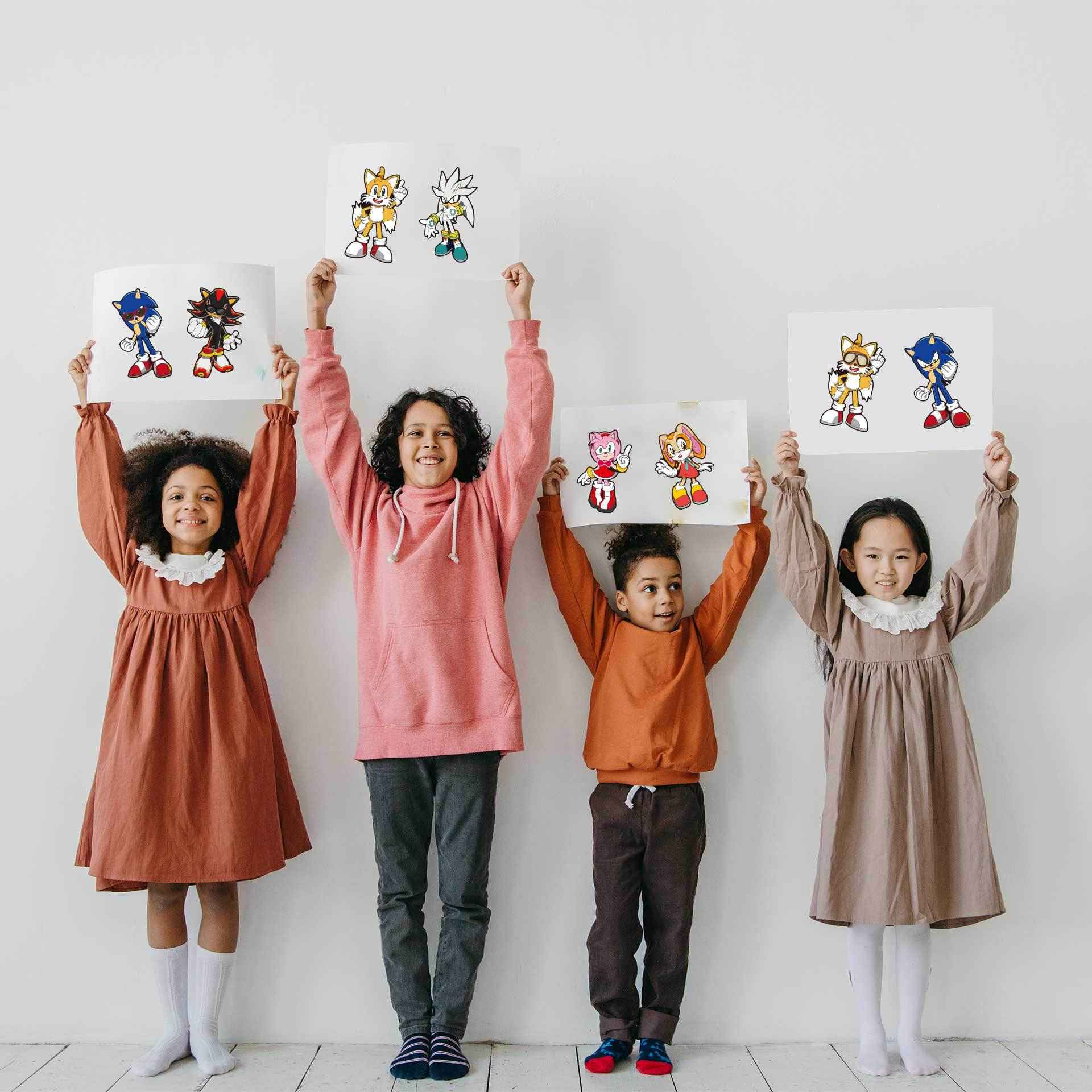 Make a Face Cartoon Sonic The Hedgehog Stickers for Kids 24 Sheets