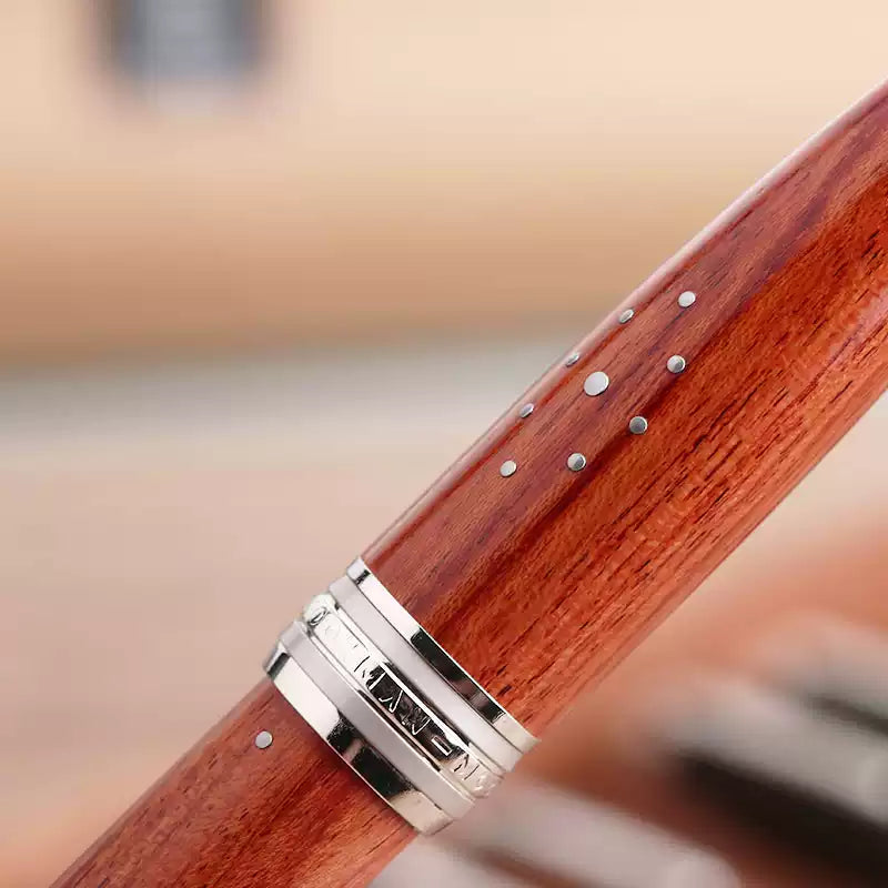 MAJOHN M1000 Large Wooden Fountain Pen | German BOCK F Nib | Handcrafted Rivet