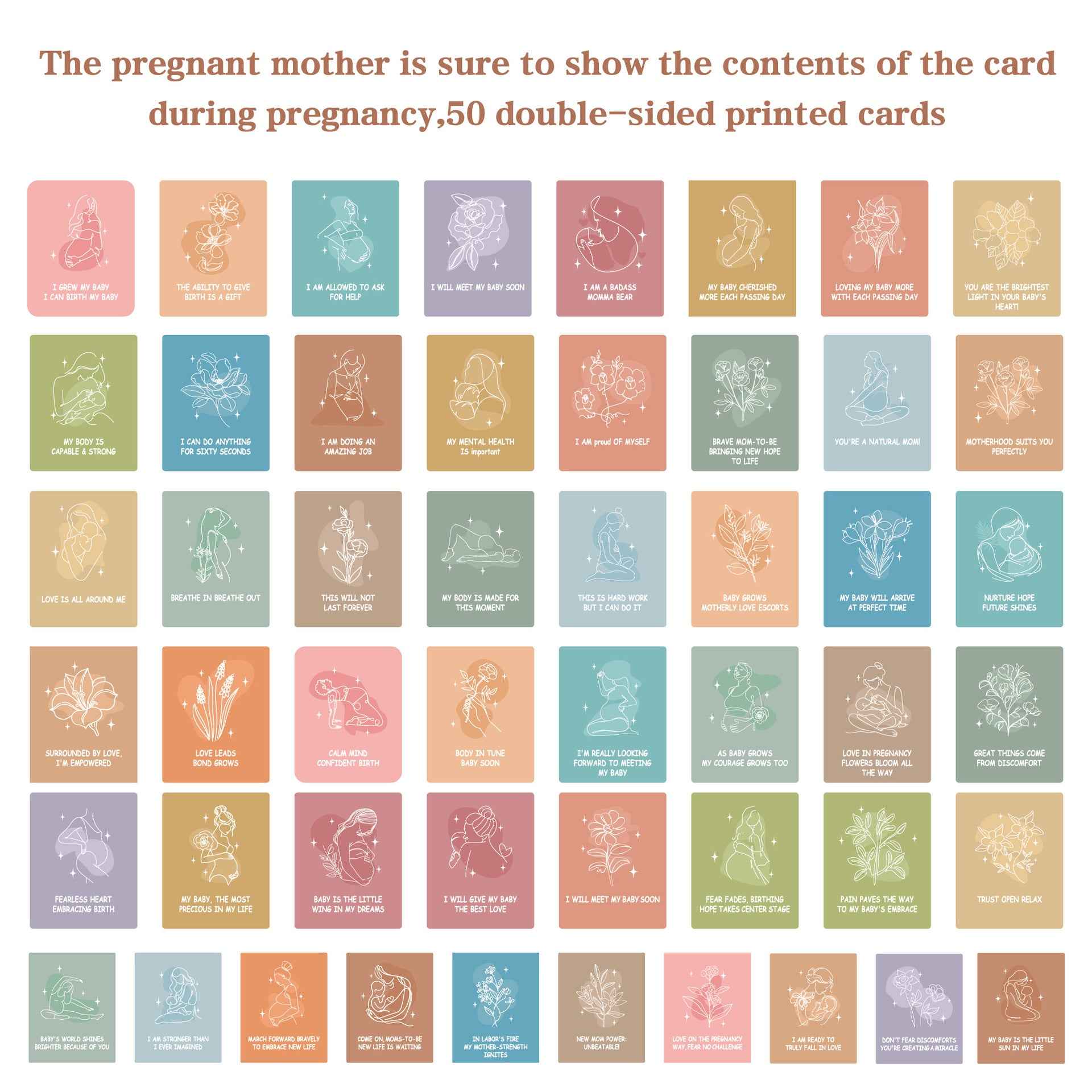 50 Positive Pregnancy Affirmation Cards for New Moms