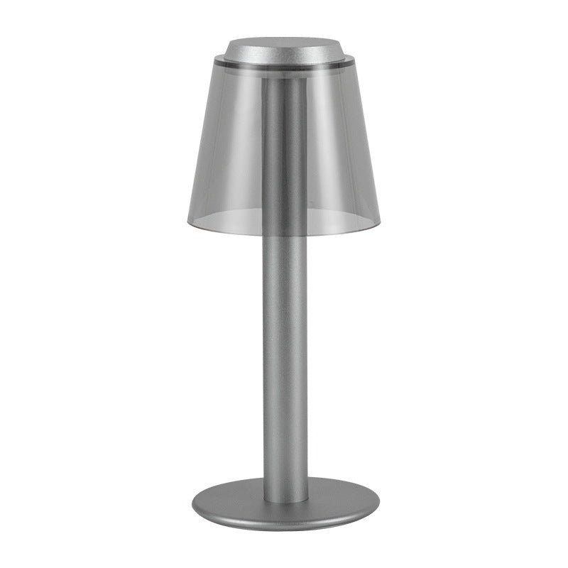 USB Rechargeable Aluminum Table Lamp Clear Acrylic Shade
