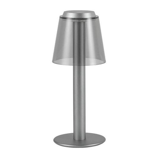 USB Rechargeable Aluminum Table Lamp Clear Acrylic Shade