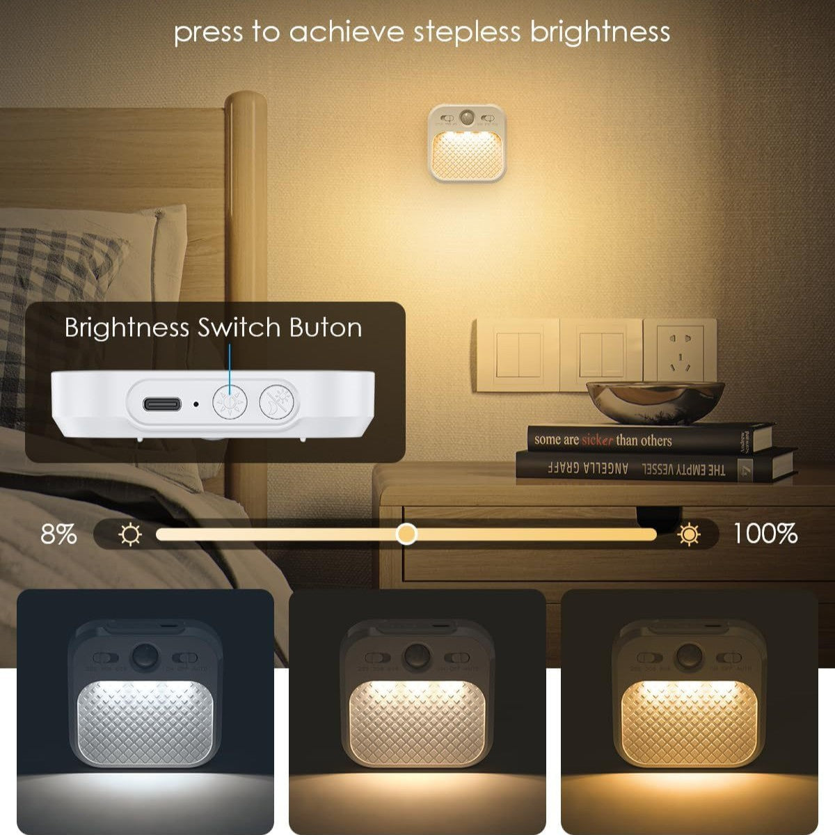 Motion Sensor Closet Light,Rechargeable LED Night Light 2 Pack