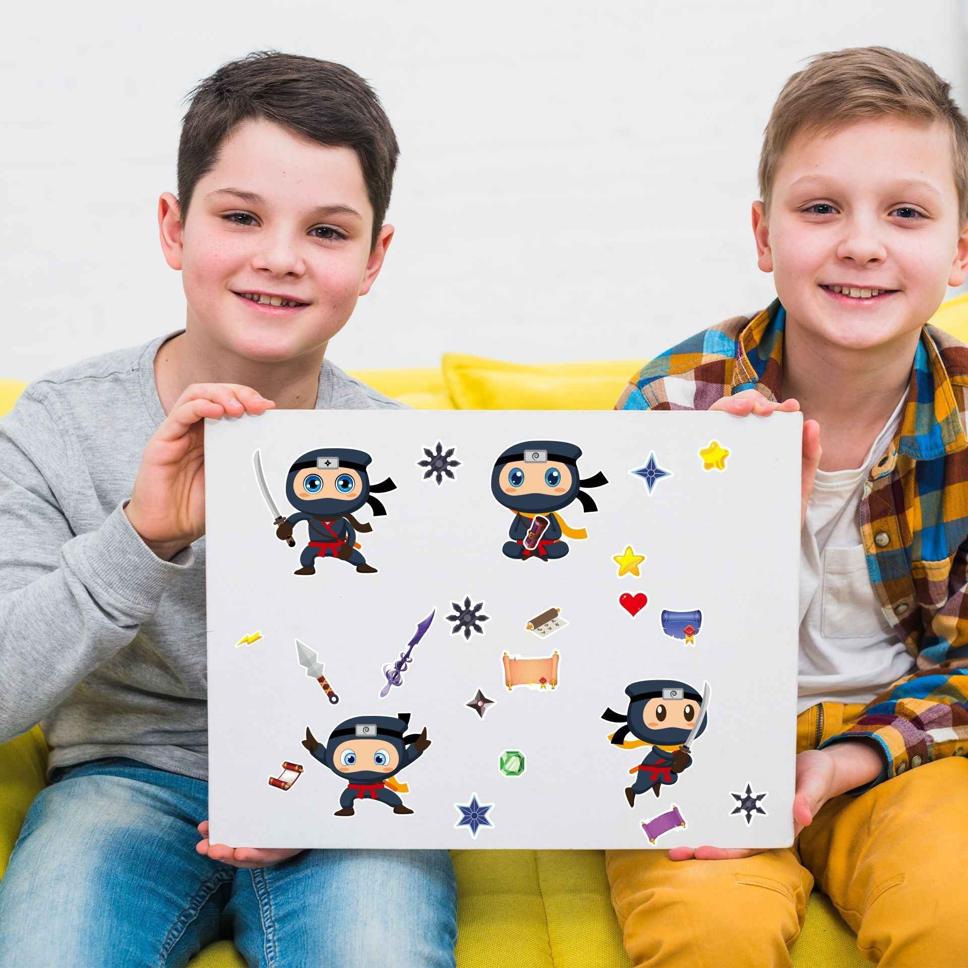 Make a Face Anime Mini Ninjas DIY Stickers for Kids 24 Sheets