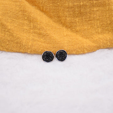 Schimmernde 10-mm-Resin-Metallknöpfe, runde schwarze Köpfe mit silbernem Rand
