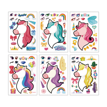 24 Sheets Make Your Own Unicorn Stickers for Girls 21 x 15 cm - TTpen
