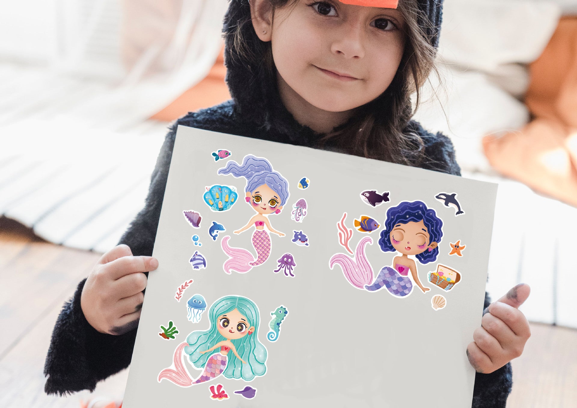 32pcs Mermaid Make a Face Sticker Sheets for Kids Girls
