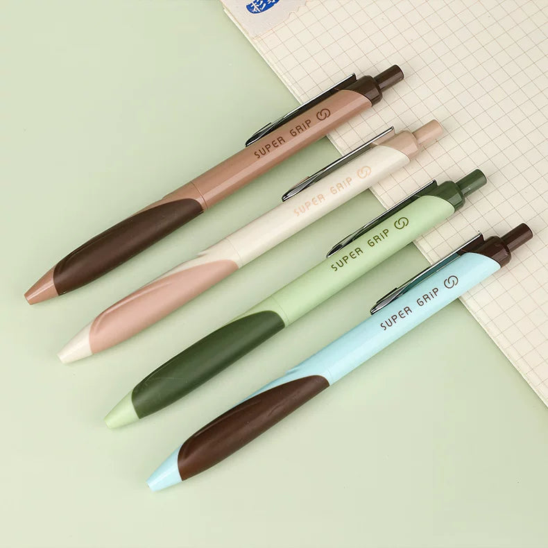 Penac Super Grip Retro Retractable Gel Pens, 0.5mm Black Ink, 4-Pack