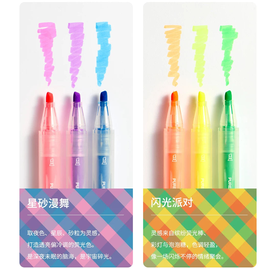 KACO PURE Highlighter Set | Candy Color Marker Pens | 6-Pack