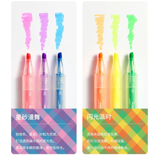 KACO PURE Highlighter Set | Candy Color Marker Pens | 6-Pack