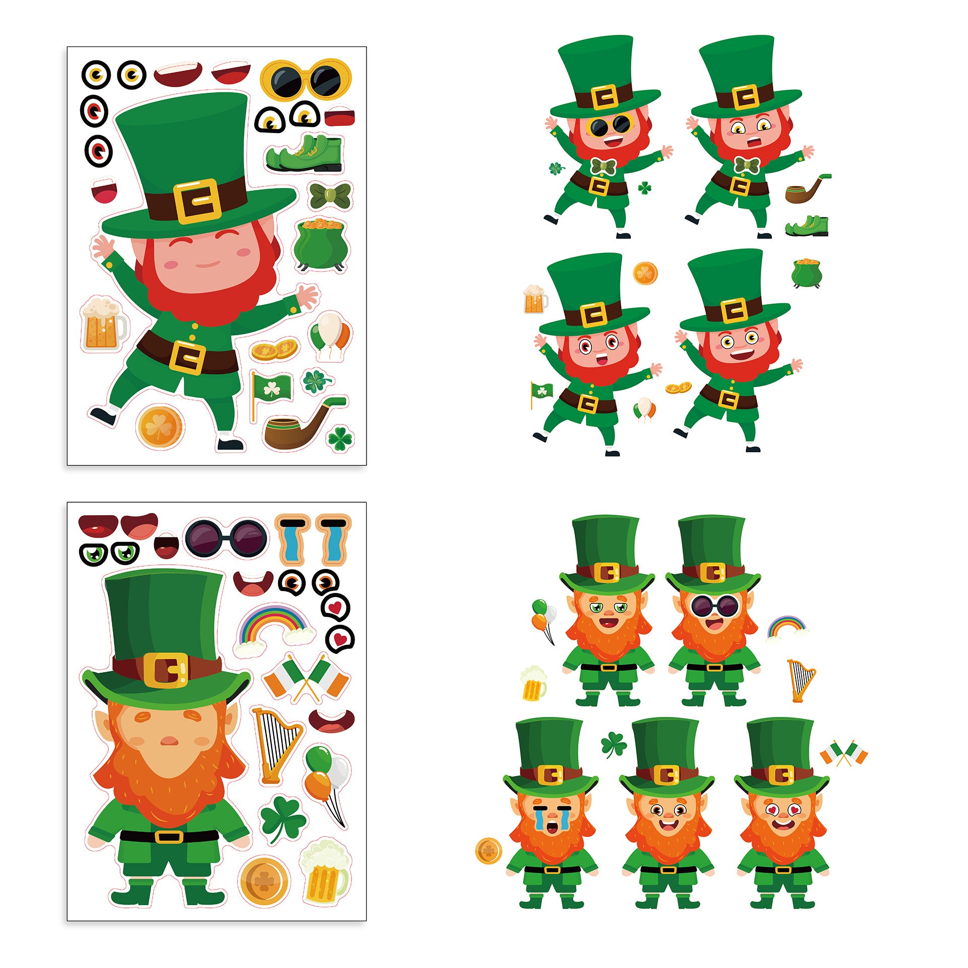 24 Sheets St Patricks Day Stickers for Kids Cards Crafts