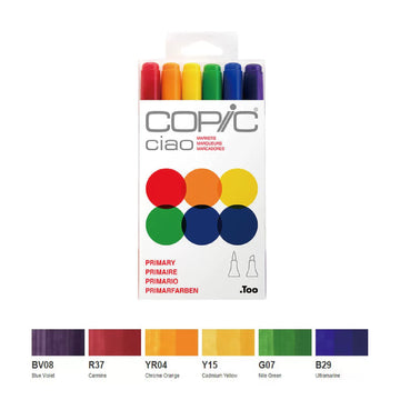 Copic Ciao, alkoholové štětcové fixy, 6 základních barev