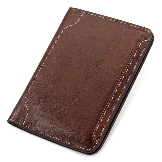 Top Grain Leather Passport Holder Travel Document Wallet Coffee