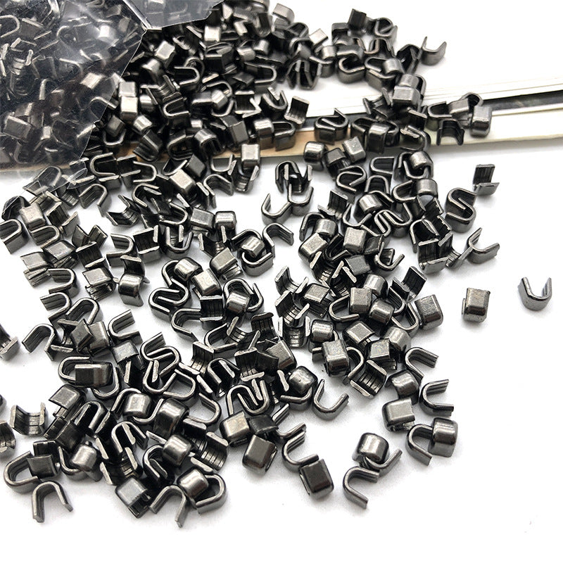 #5 zipper repair: small metal retainer clips and insertion pins, bulk assortment