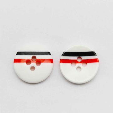12mm Harzknöpfe, schwarz-rot gestreift, runde 4-Loch, 100er Pack