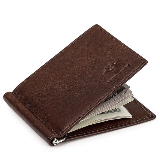 Men's Slim Genuine Leather Wallet Dark Brown
