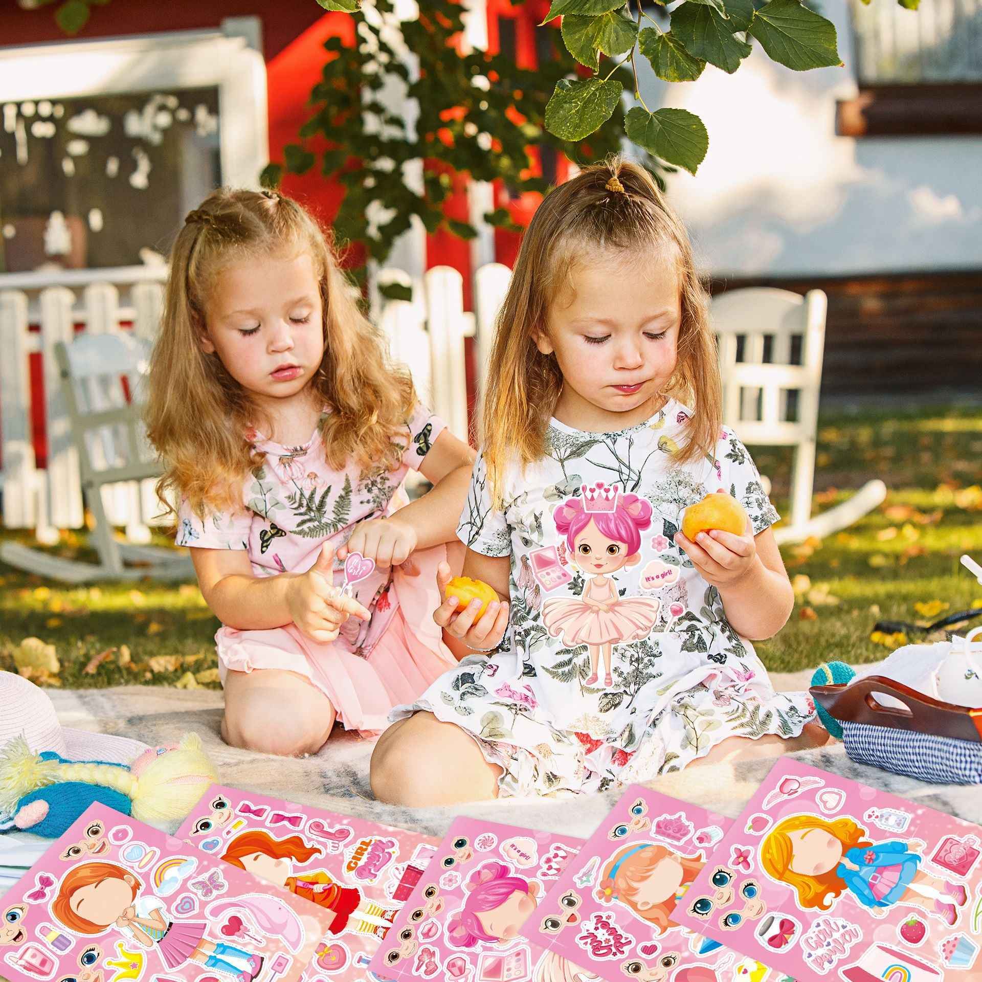 Make a Face Pink Girls Stickers for Kids 24 Sheets