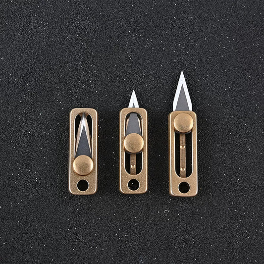 Brass EDC Pocket Slip Knife | Mini Keychain Box Cutter