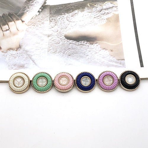 25mm double-ring resin metal shank button set—10pcs, mixed colors
