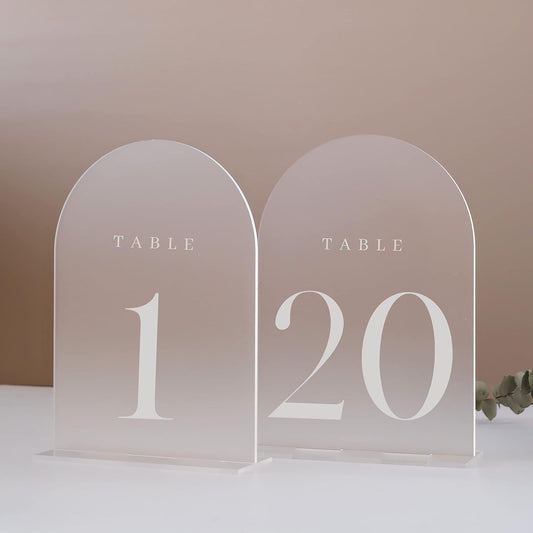 Frosted Arch Acrylic Table Numbers 1-20 for Wedding Reception,5x7 INCH