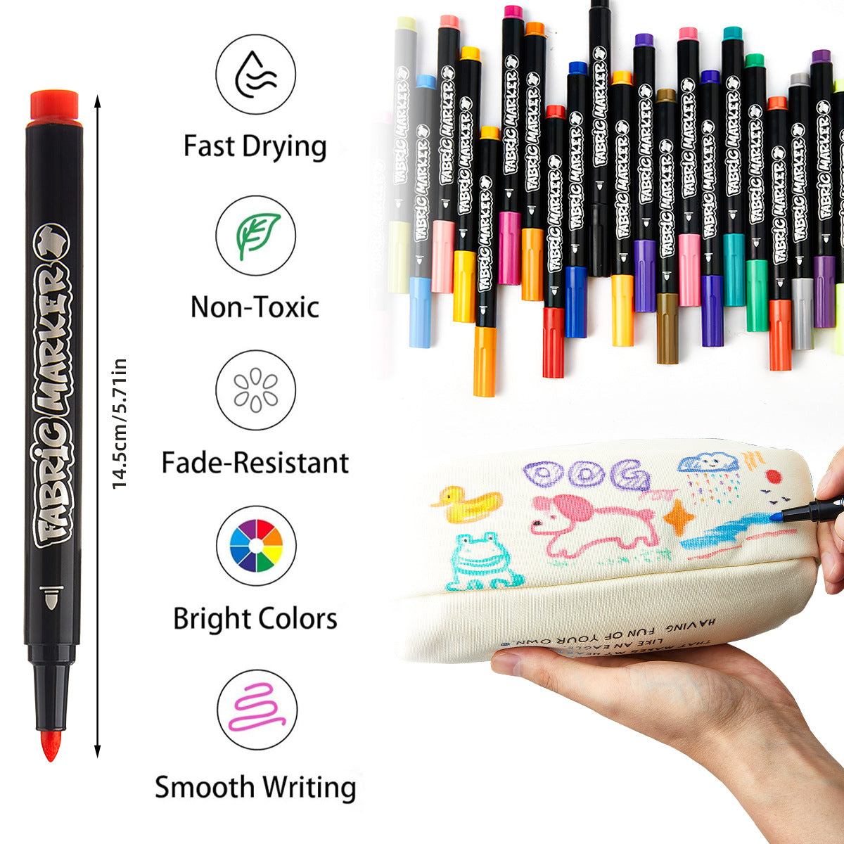 36-Color Fabric Marker Pen Set | DIY Clothing, Shoes, Canvas & Textile Art