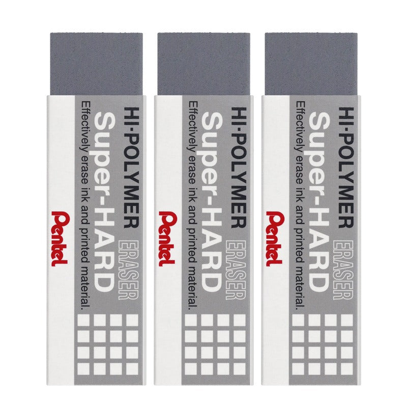 Pentel Hi-Polymer Eraser Super-Hard ZEB20,3 Pack