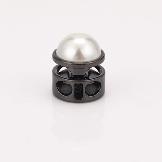 Pearl Texture Grenade Two-Hole Cylinder Metal Spring Drawstring Cord Lock – 20Pcs Gunmetal